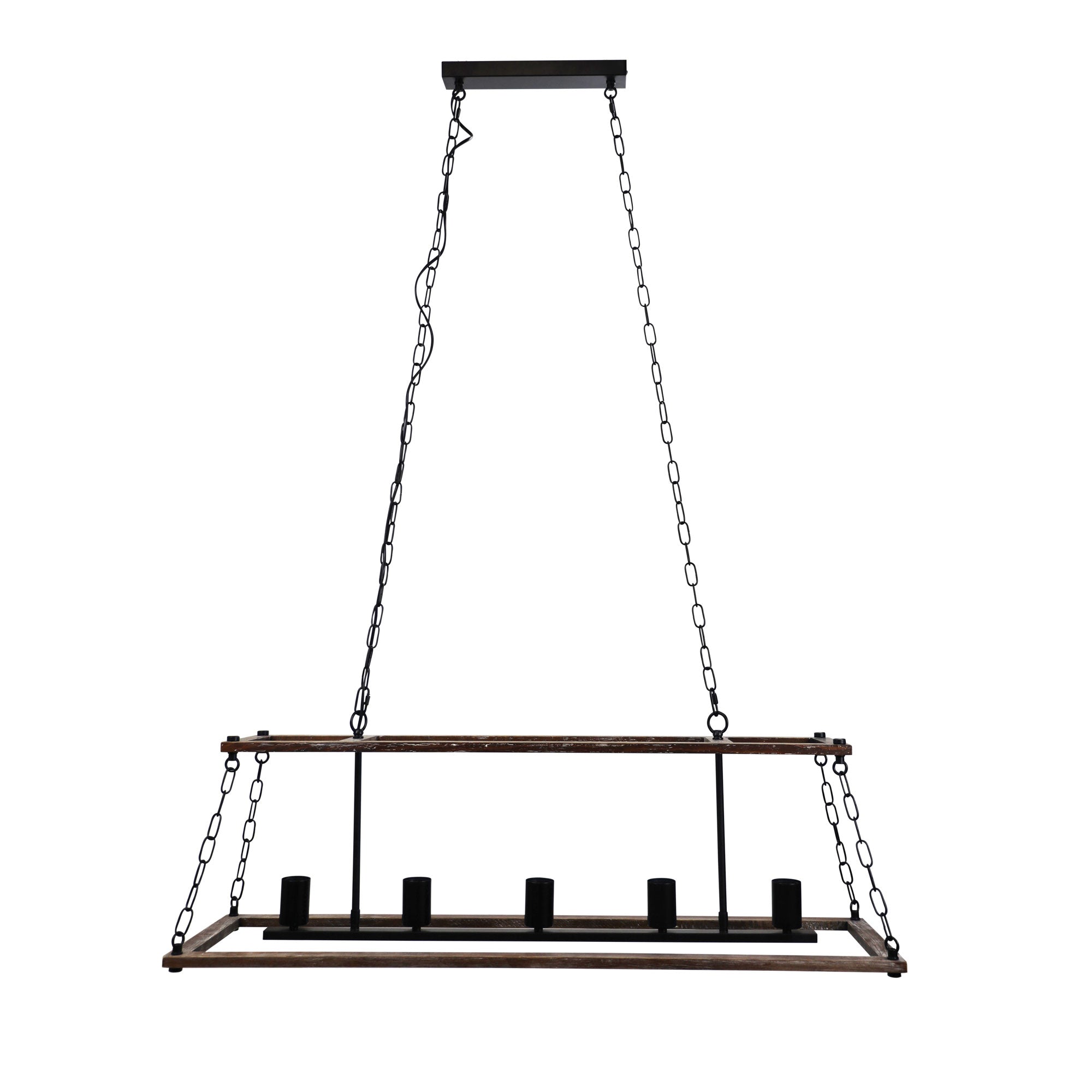 Island Timber & Black 5 Light E27 Pendant