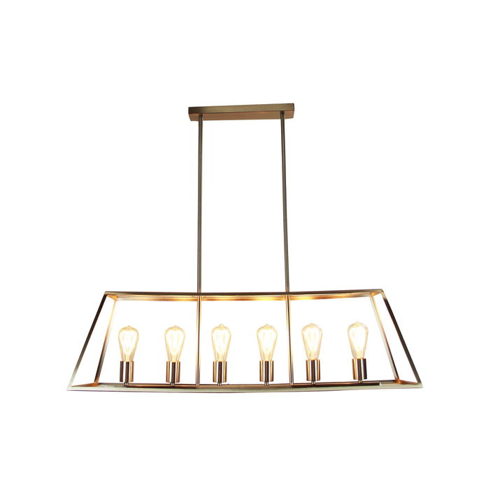 Southport 100 Brushed Chrome 6 Light E27 Urban Retro Pendant