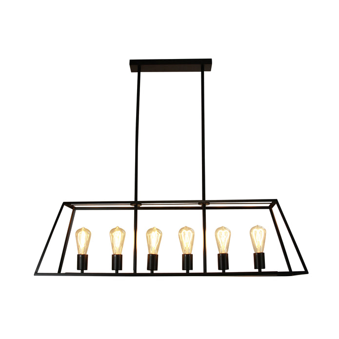 Southport 100 Black 6 Light E27 Urban Retro Pendant