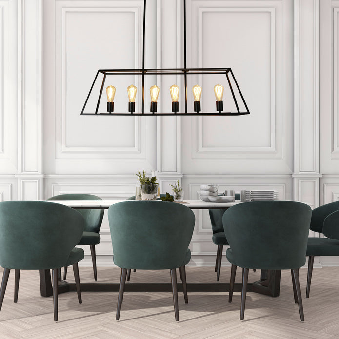 Southport 100 Black 6 Light E27 Urban Retro Pendant
