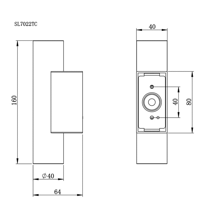 New Bronte Aluminium Stainless 2X3W 3CCT IP65 Up/Down Wall Light
