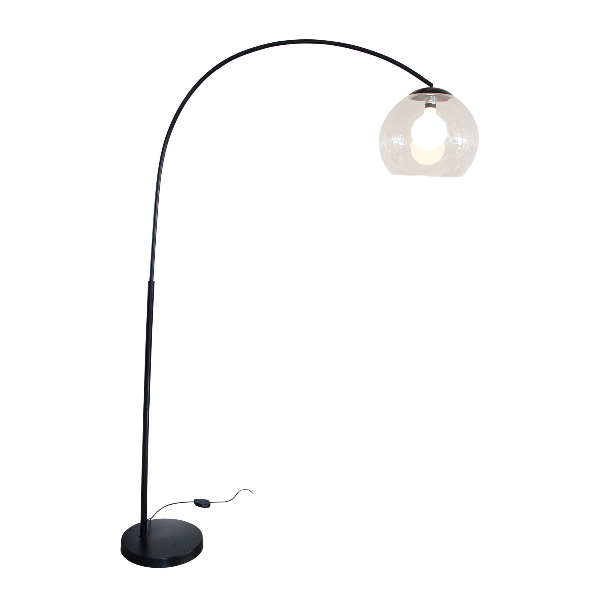 Over Black With Clear Acrylic Shade E27 Arc Floor Lamp