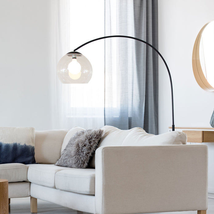 Over Black With Clear Acrylic Shade E27 Arc Floor Lamp