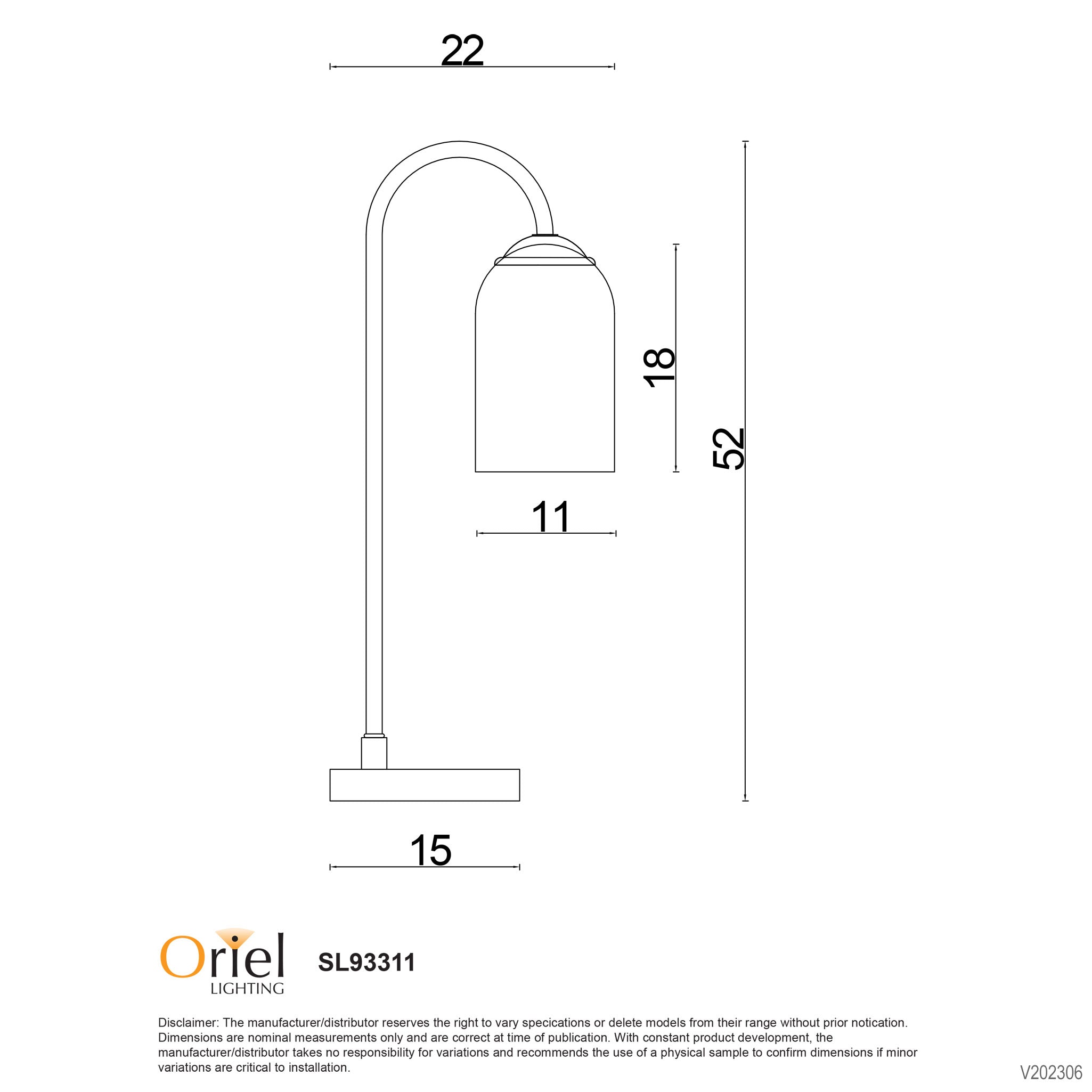 Arlington Black with Opal Glass E27 Table Lamp
