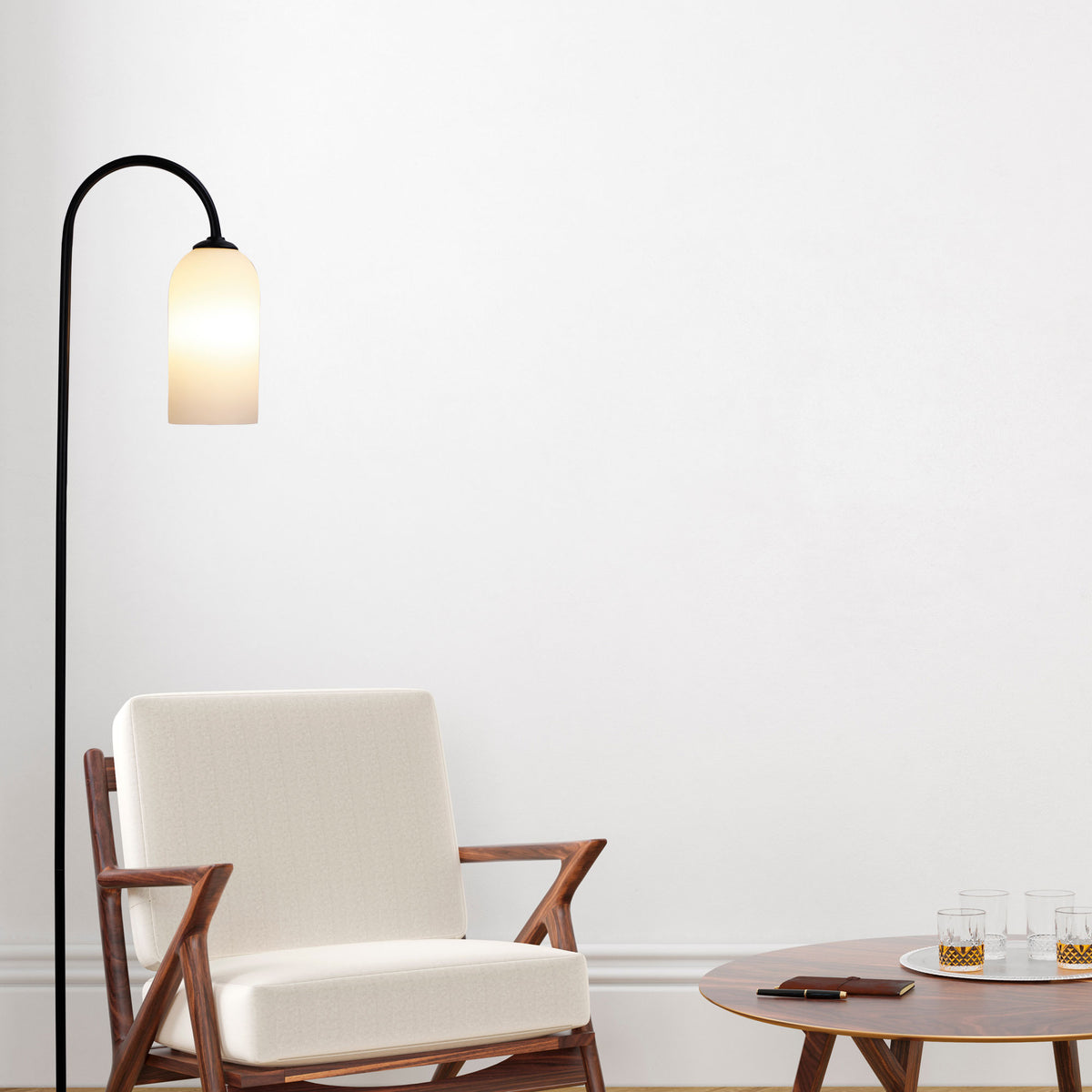 Arlington Black with Opal Glass E27 Floor Lamp