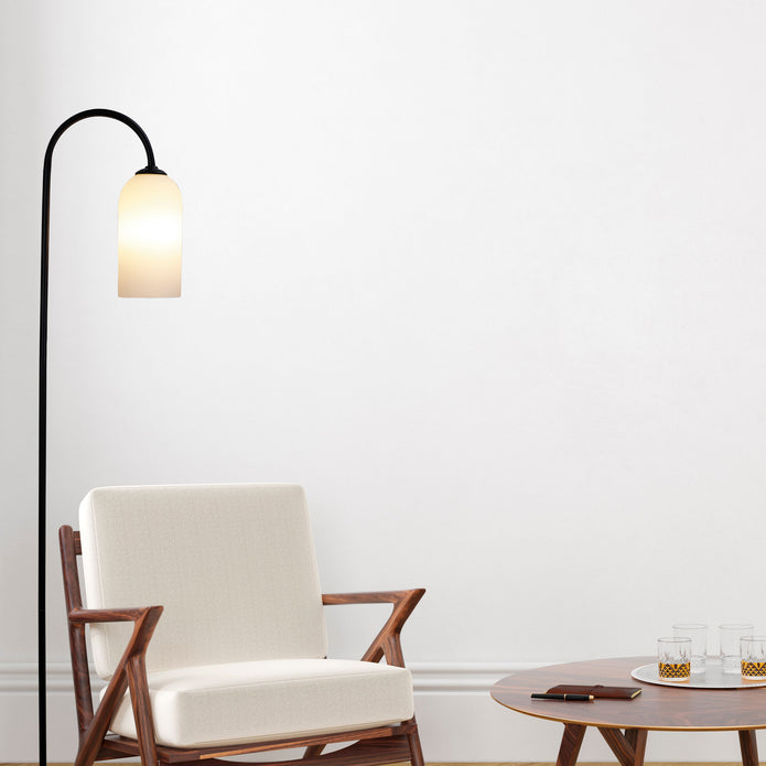 Arlington Black with Opal Glass E27 Floor Lamp