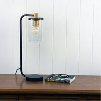 Thumbnail for Raymont Black & Aged Brass E27 Table Lamp