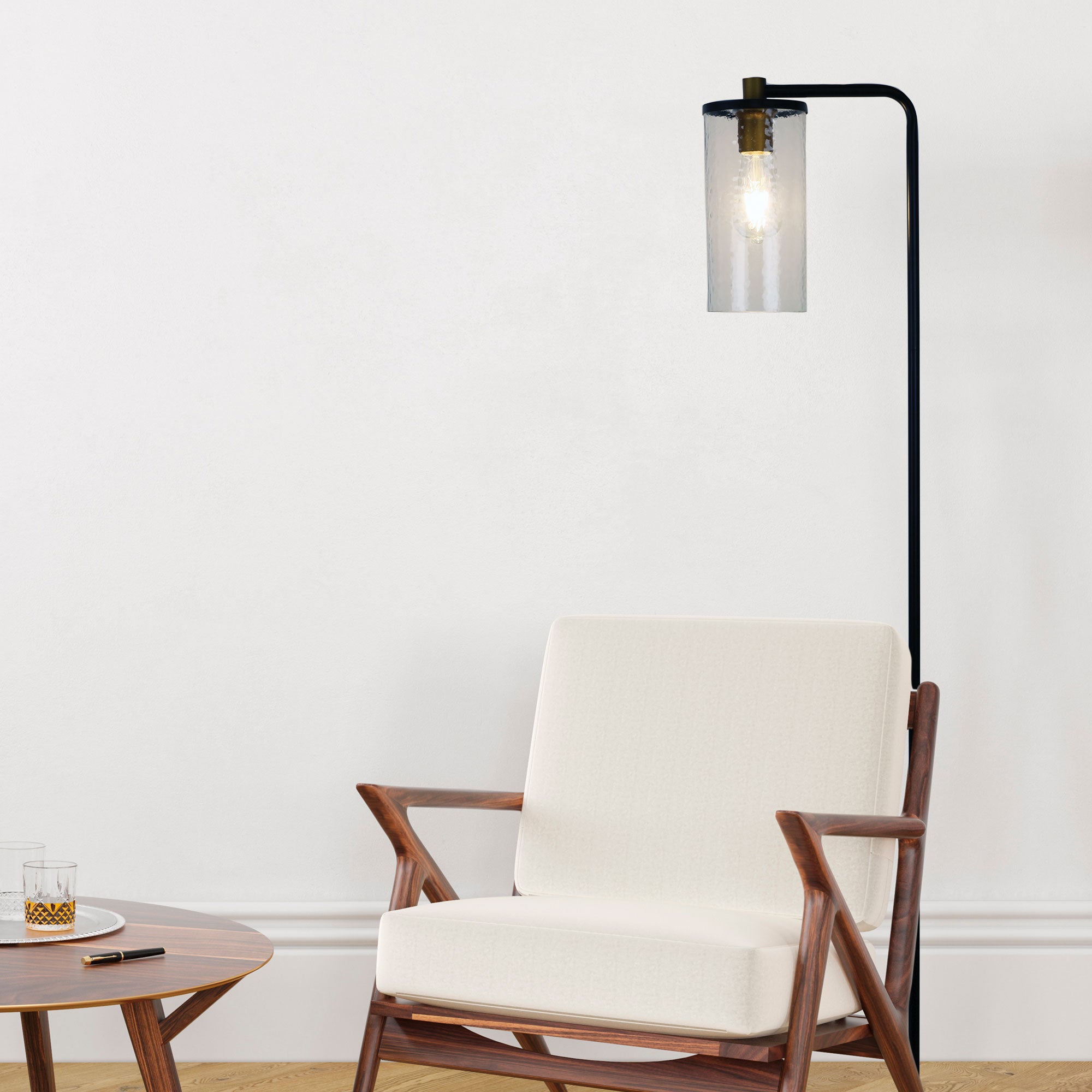 Raymont Black & Aged Brass E27 Floor Lamp