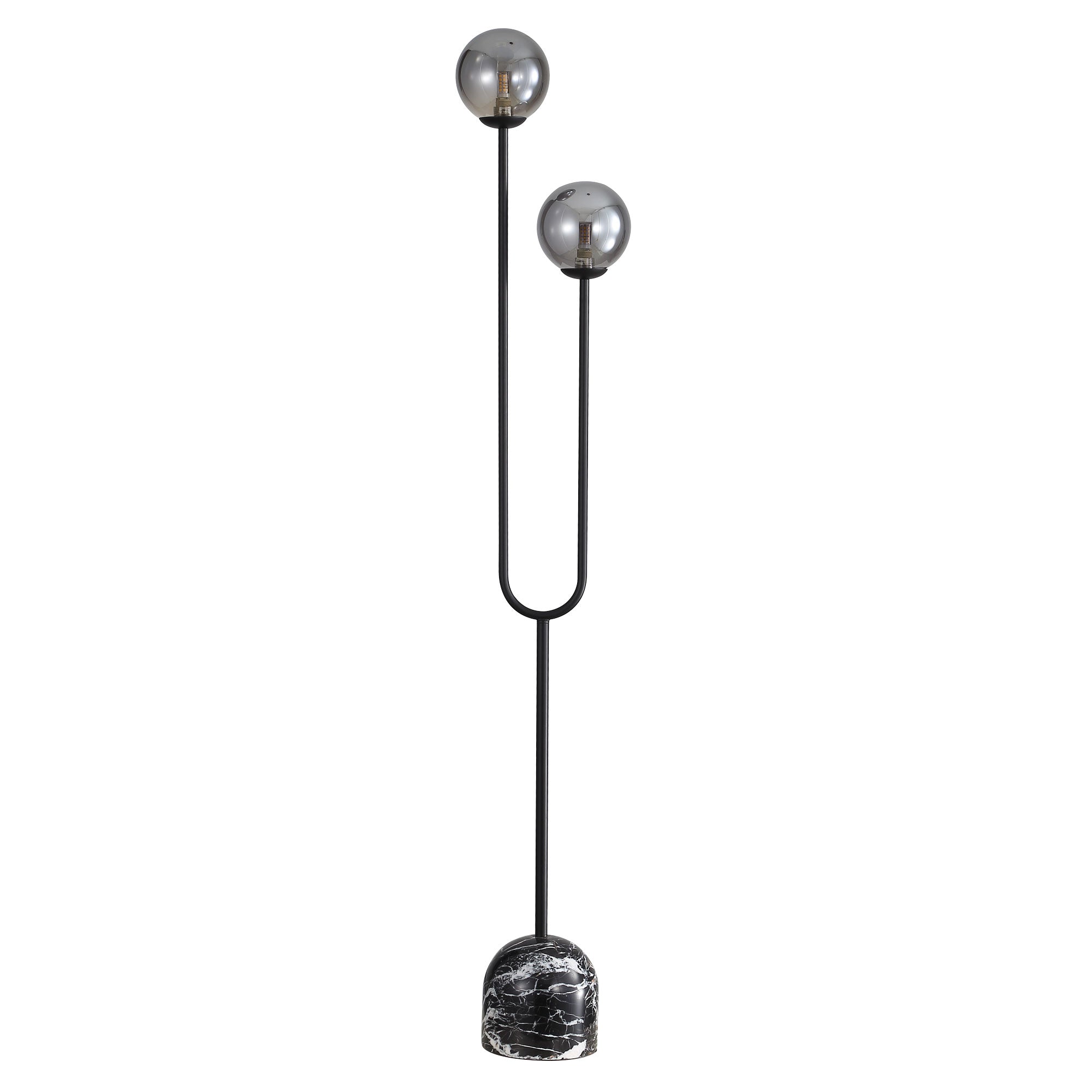 Tropez Black Decorative Floor Lamp with Smoke Glass Spheres