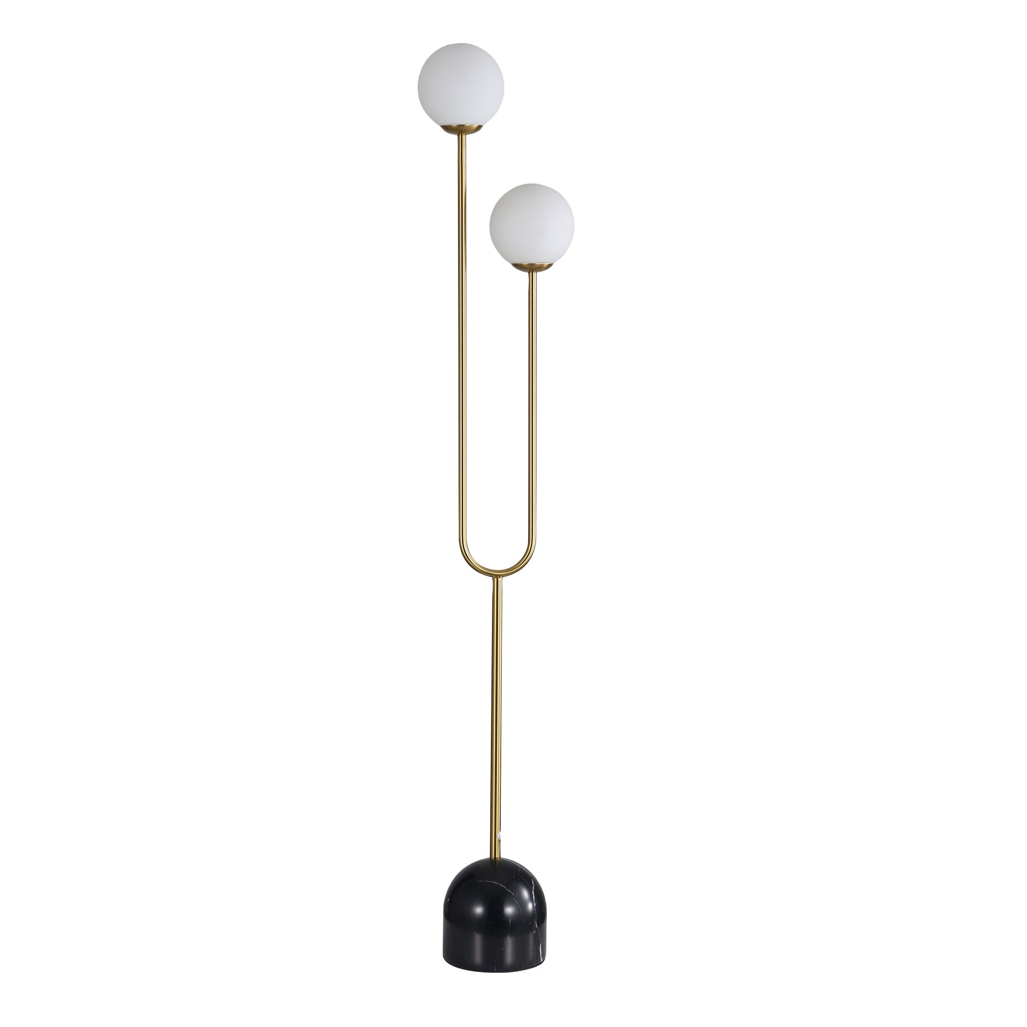 Tropez Satin Brass Decorative Floor Lamp with Opal Matt Glass Spheres