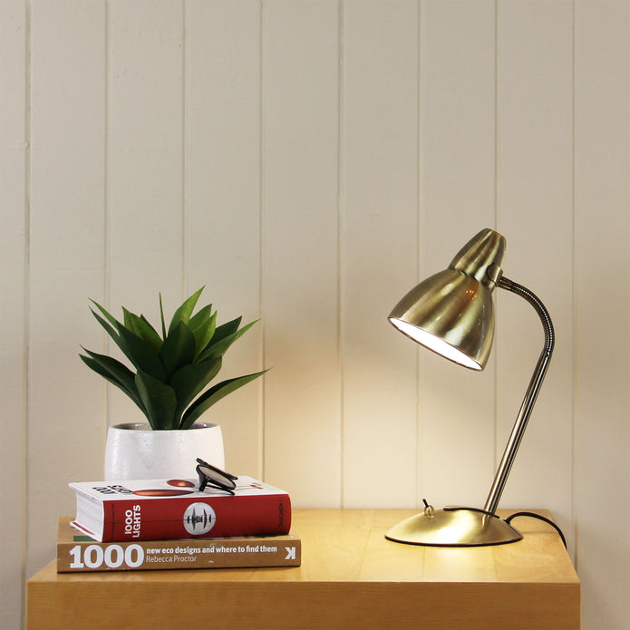 Trax Antique Brass E27 Classic Gooseneck Task Lamp