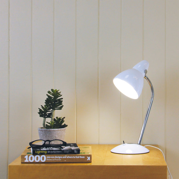 Trax White E27 Classic Gooseneck Task Lamp
