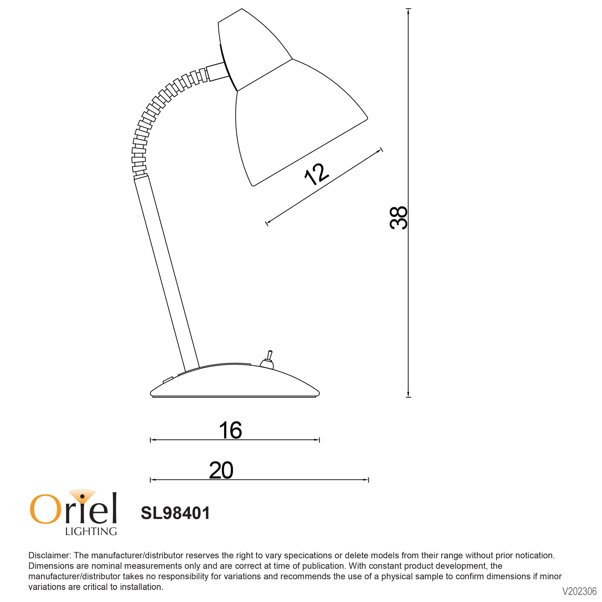 Trax Brushed Chrome E27 Classic Gooseneck Task Lamp