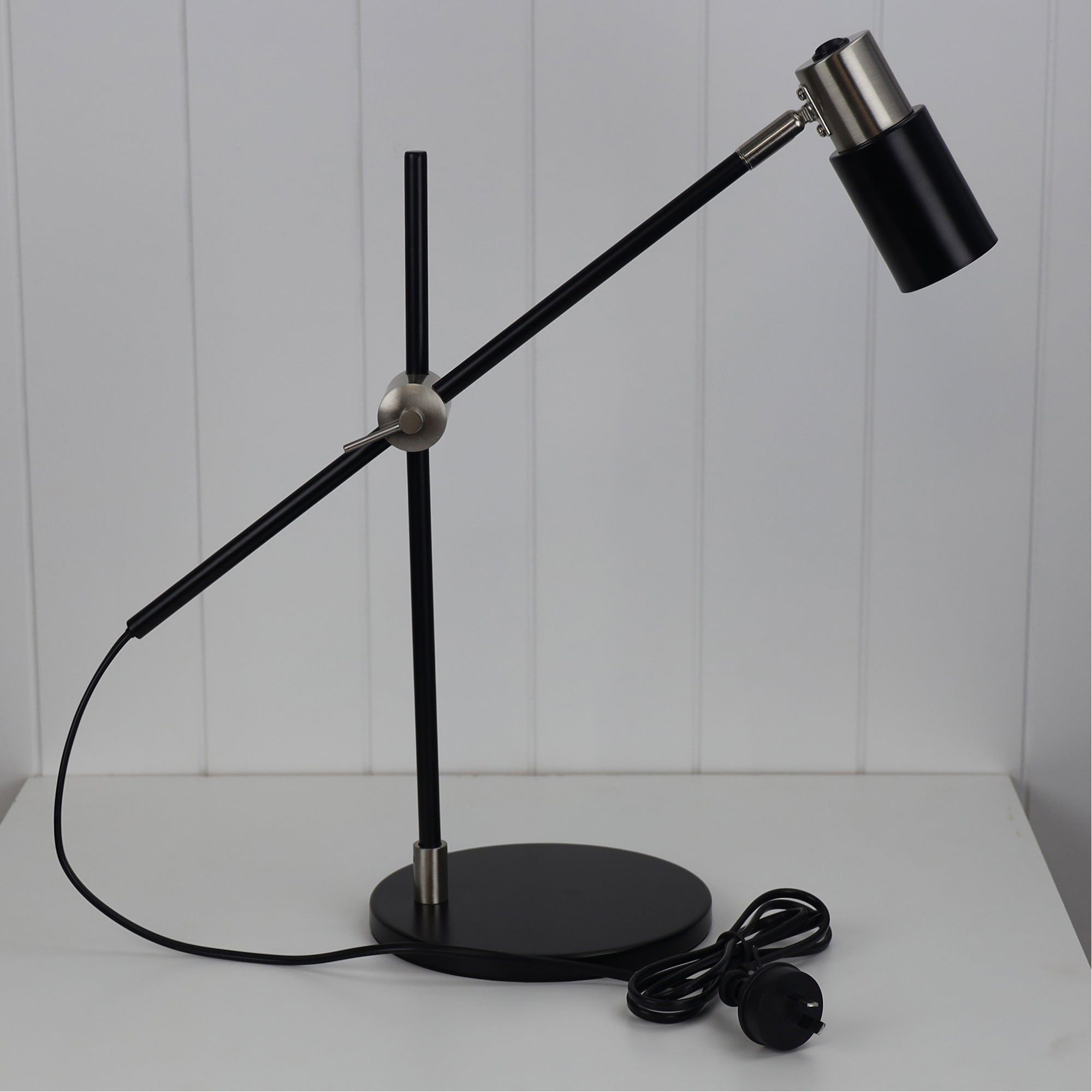Charlie Black & Brushed Chrome GU10 Desk Lamp