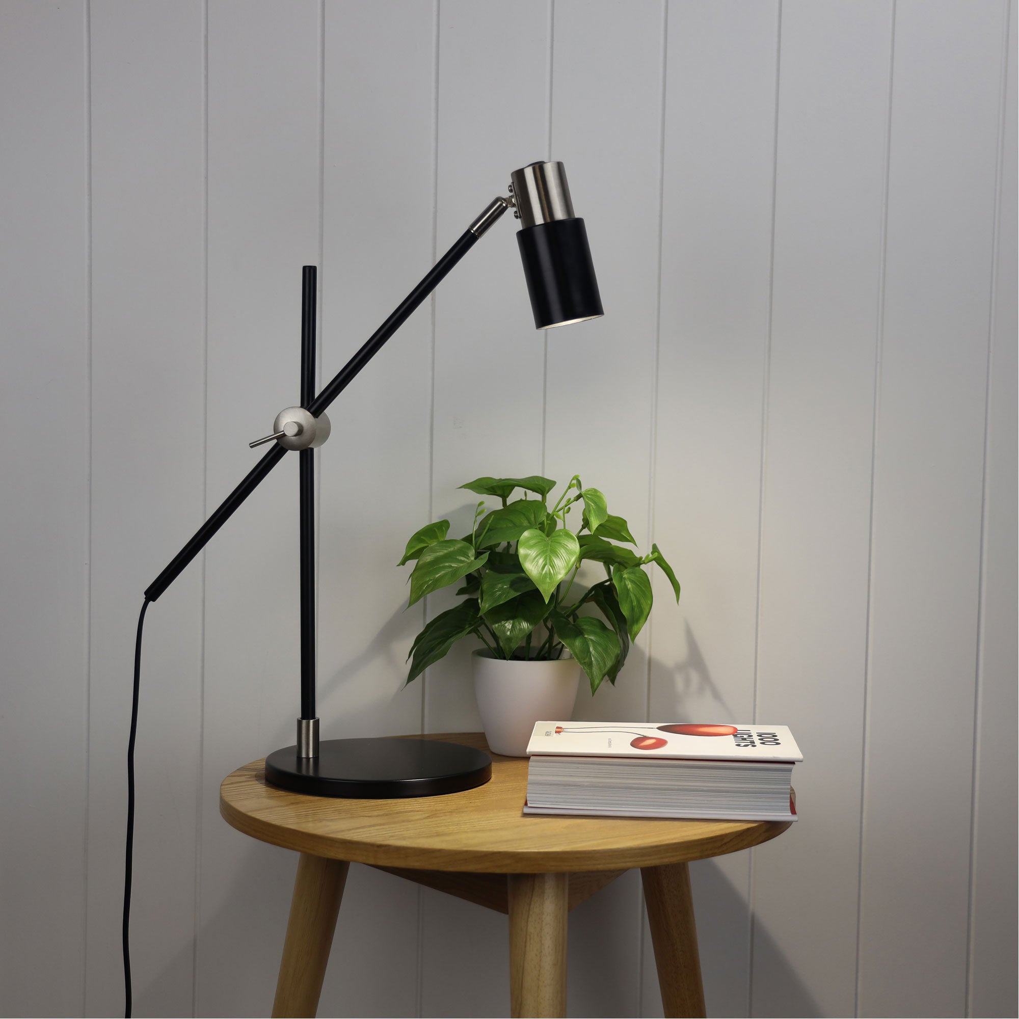 Charlie Black & Brushed Chrome GU10 Desk Lamp
