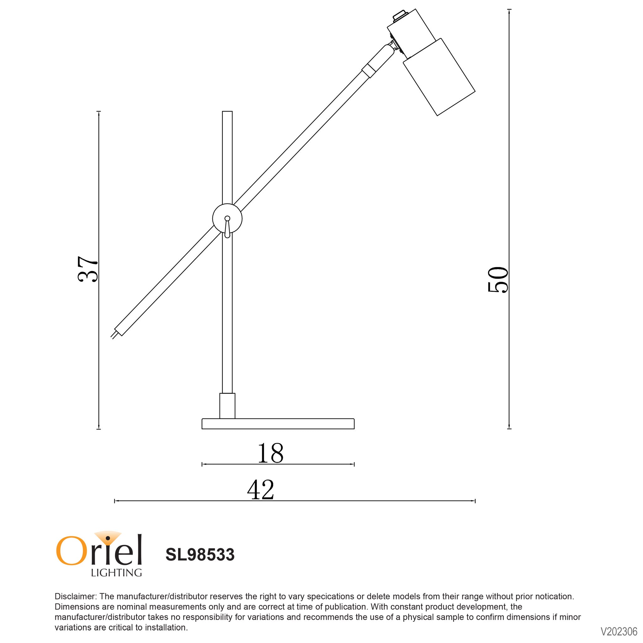 Charlie Black & Satin Brass GU10 Desk Lamp