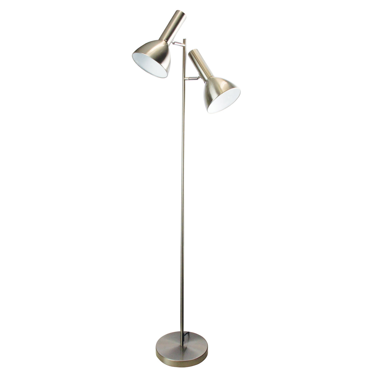 Vespa Mid-Century Twin Floor Lamp Brushed Chrome