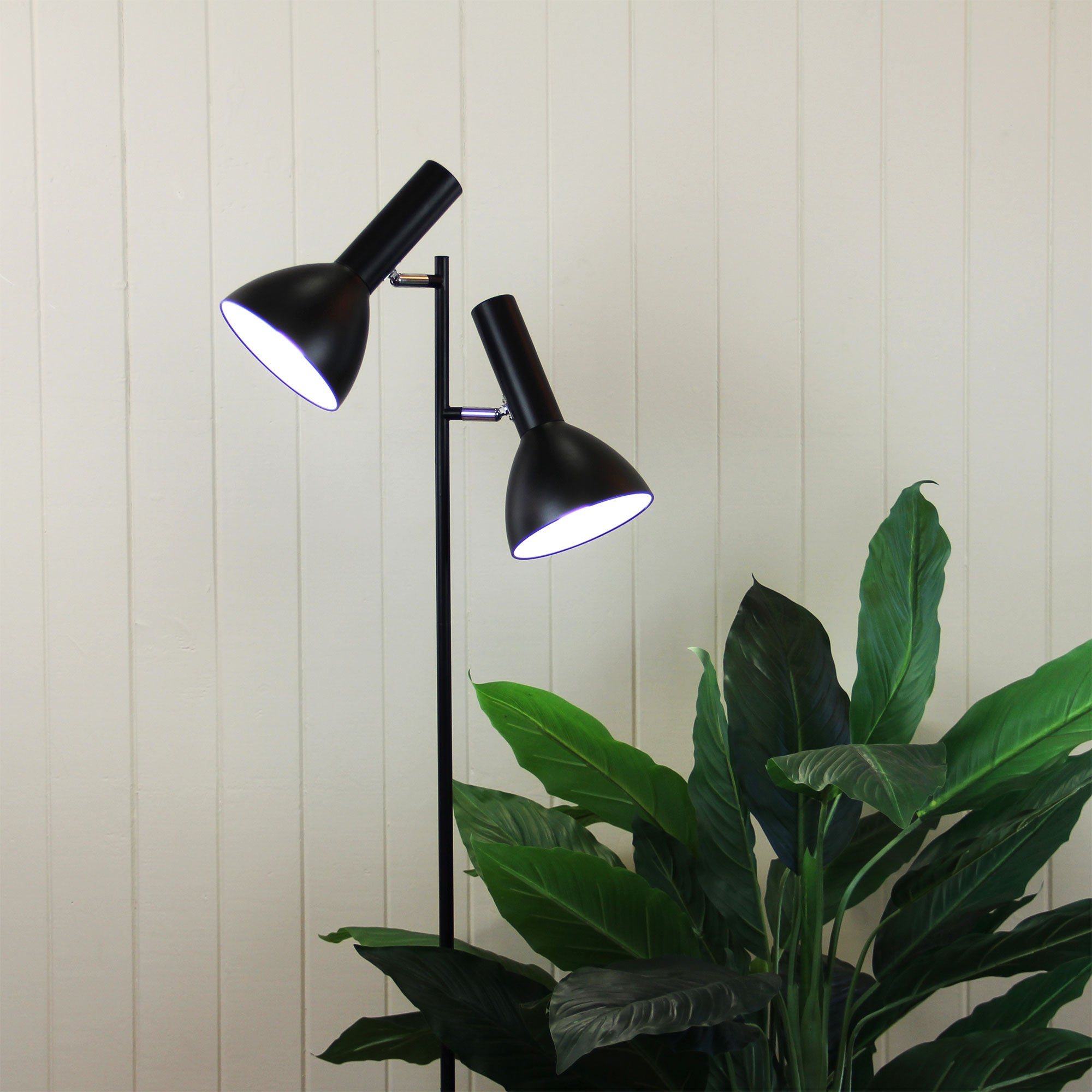 Vespa Black 2 x E27 Mid-Century Twin Floor Lamp