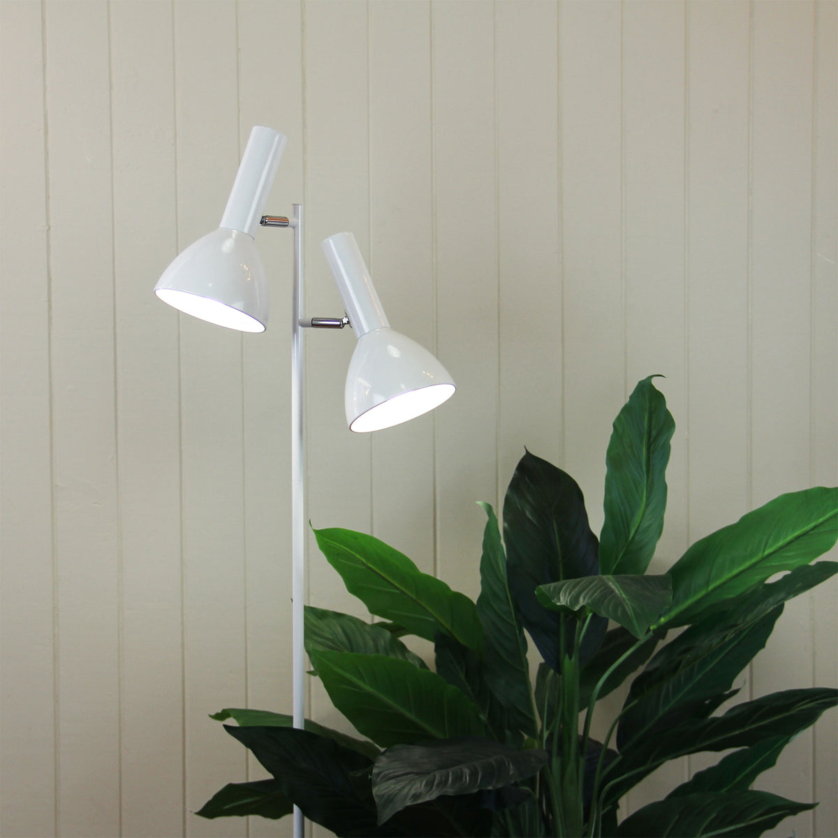 Vespa White 2 x E27 Mid-Century Twin Floor Lamp