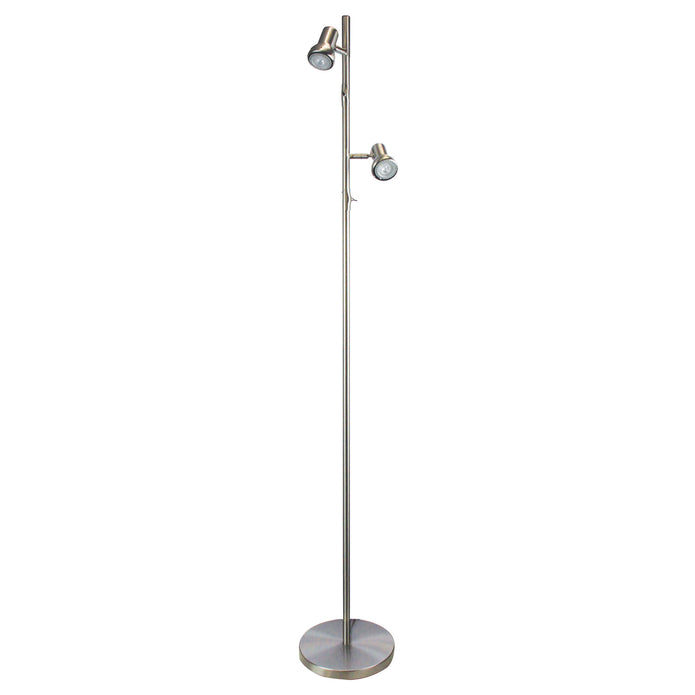 Daxam LED Twin Adjustable Floor Lamp Brushed Chrome
