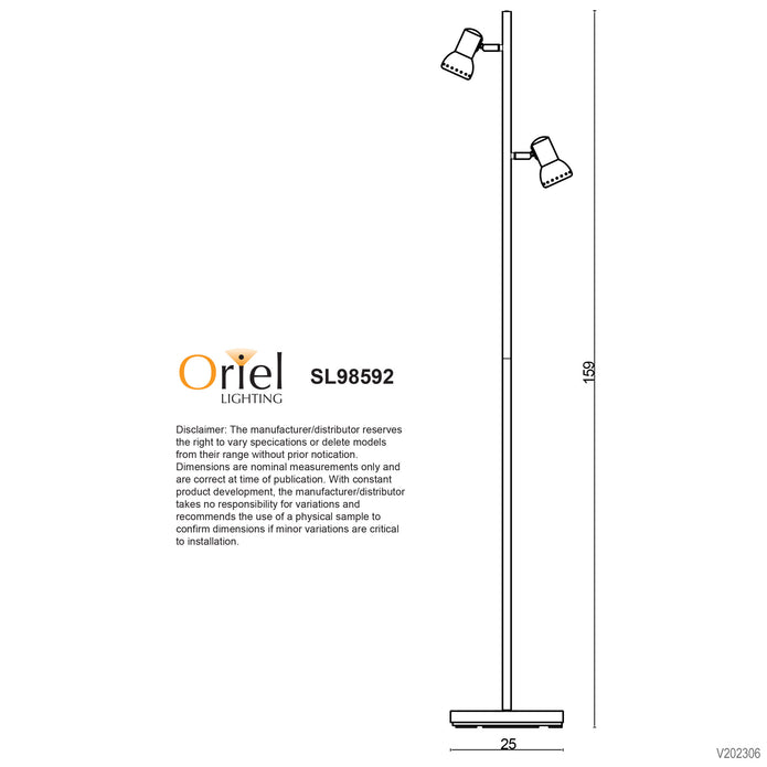 Daxam Brushed Chrome GU10 Twin Adjustable Floor Lamp
