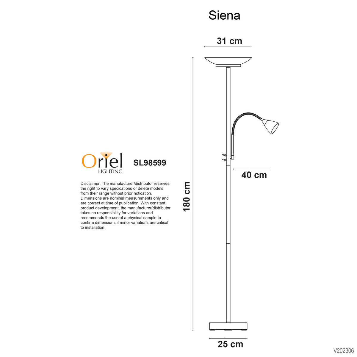 Siena Antique Brass 16W + 4W 4000K Mother & Child LED Floor Lamp