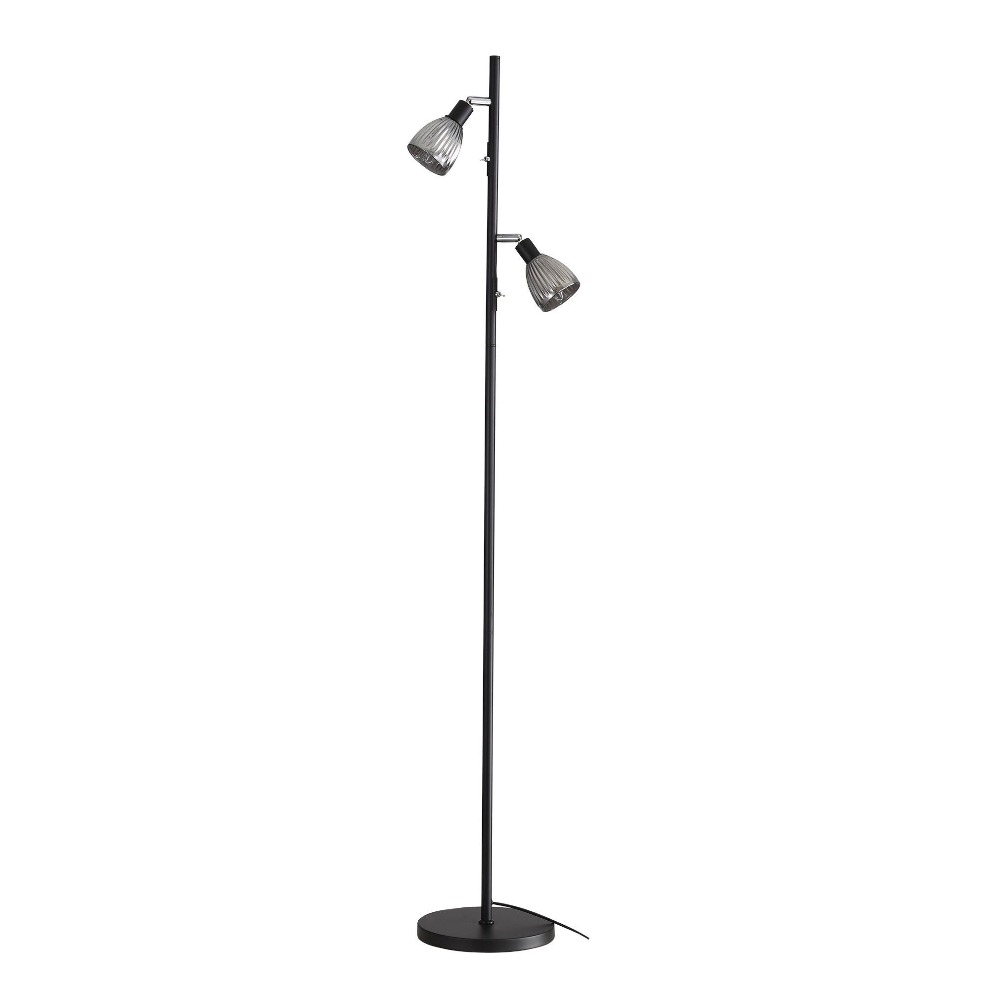 Alma Twin Floor Smoked Glass Task Lamp