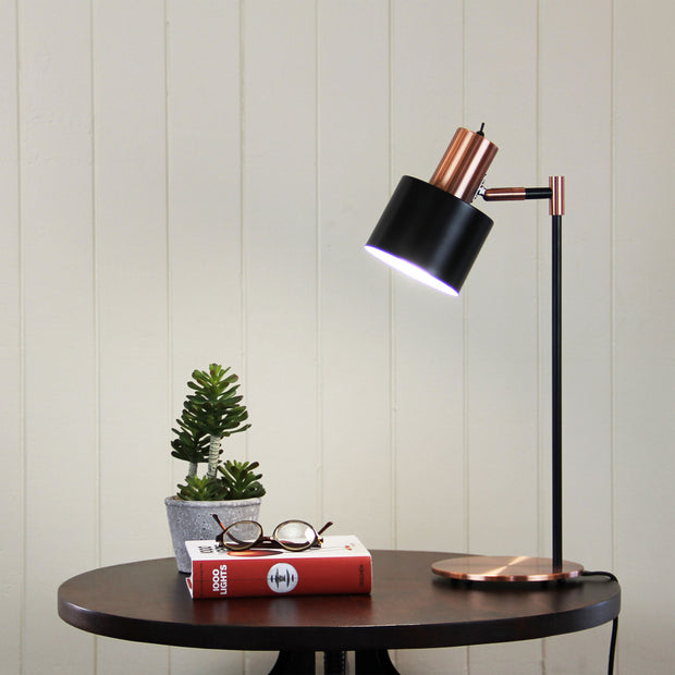 Ari Black & Brushed Copper Mid-Century Table Lamp