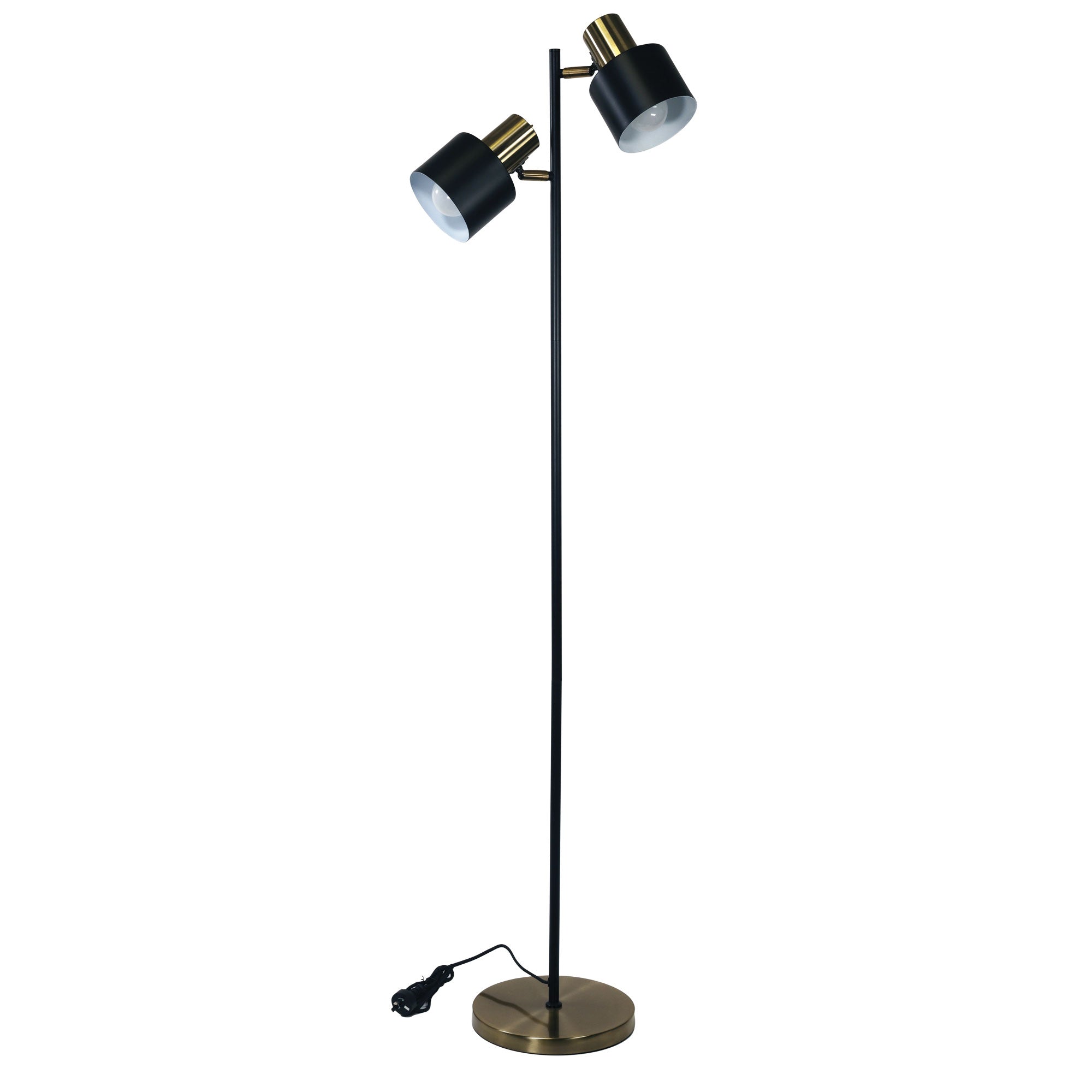 Ari Twin Floor Antique Brass Mid-Century Task Lamp