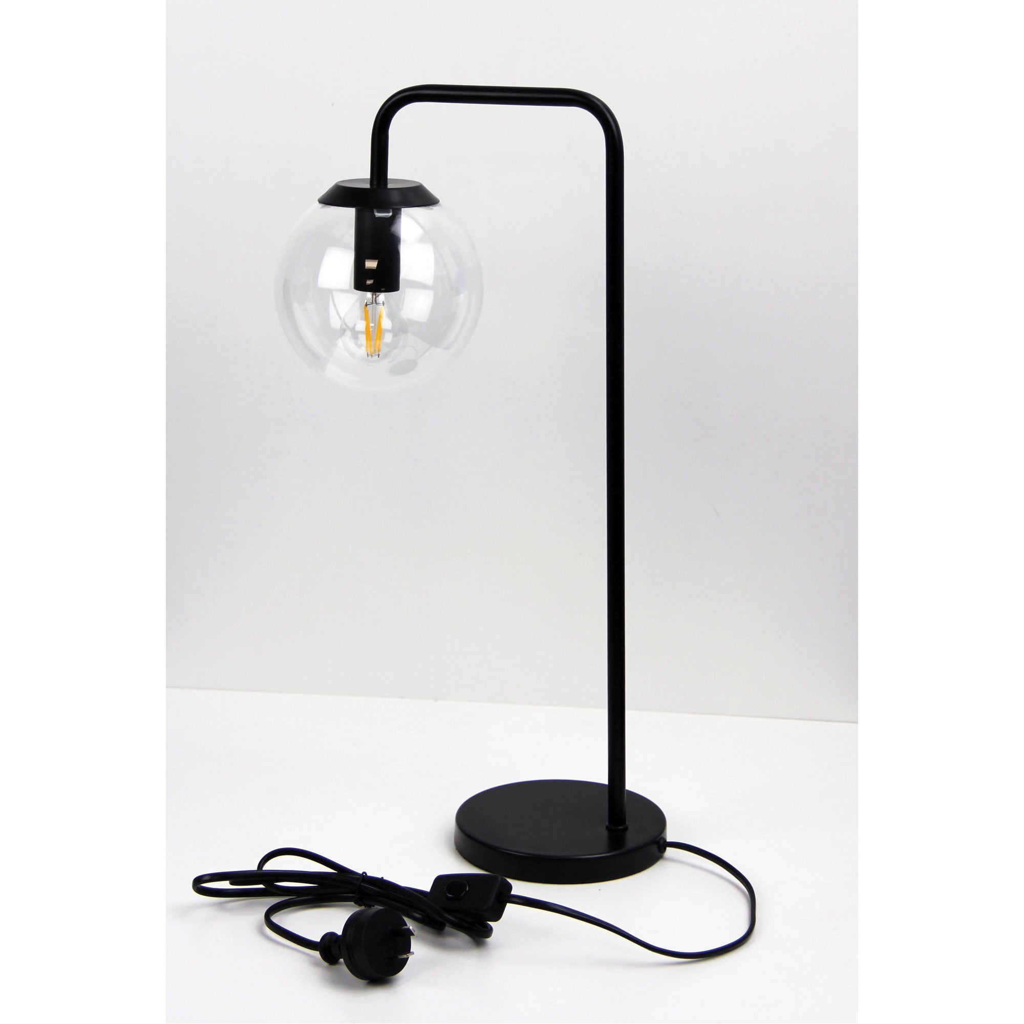 Newton Black & Clear Glass Table Lamp