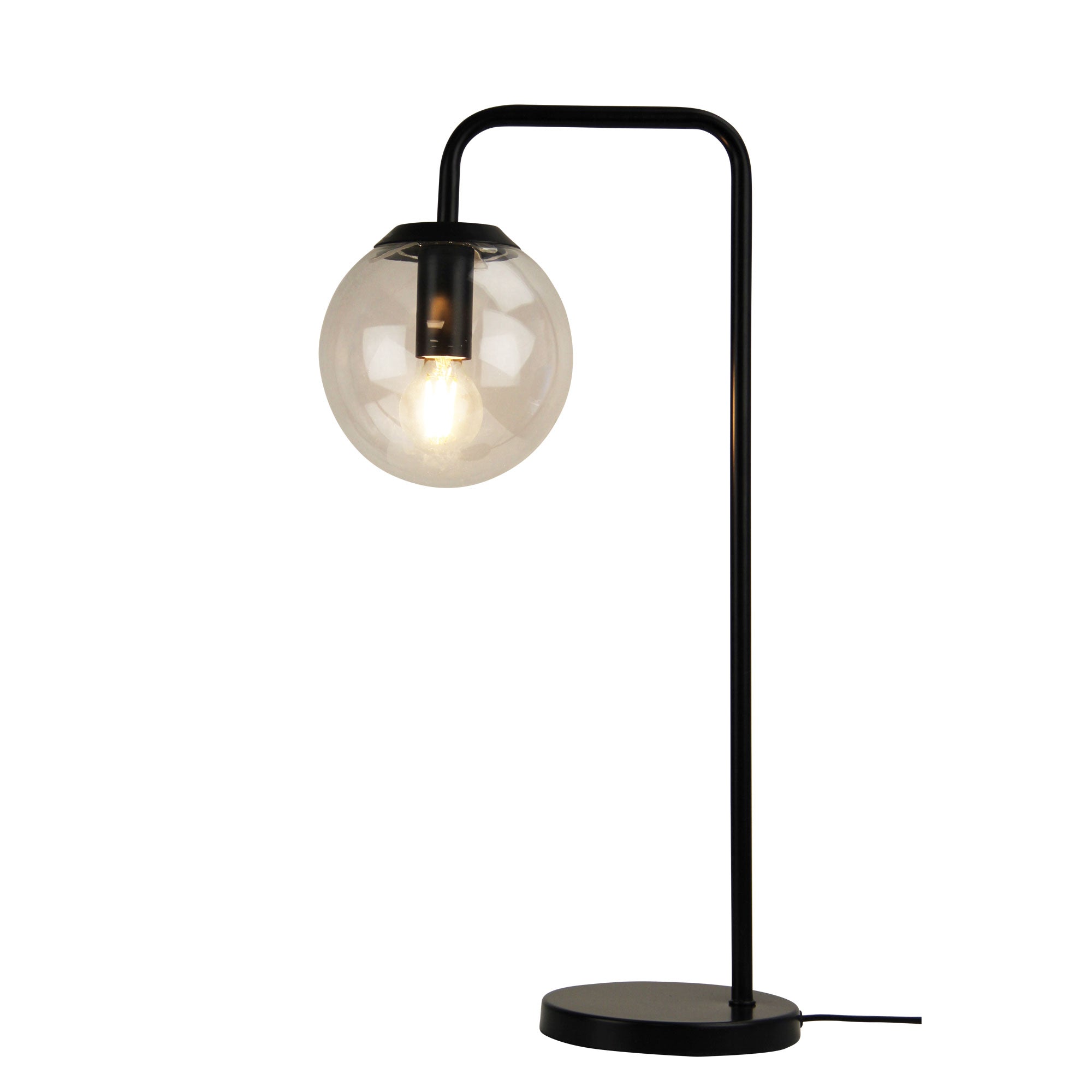 Newton Black & Clear Glass Table Lamp