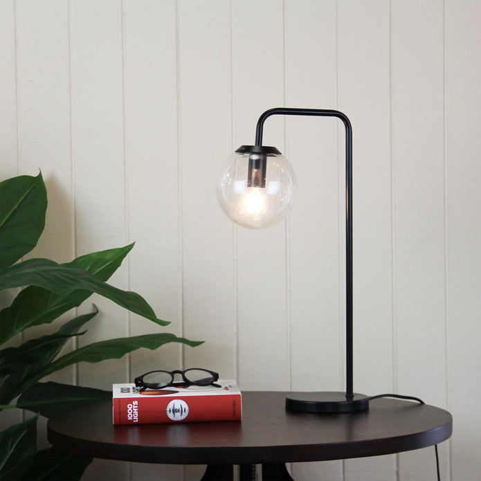 Newton Black & Clear Glass Table Lamp