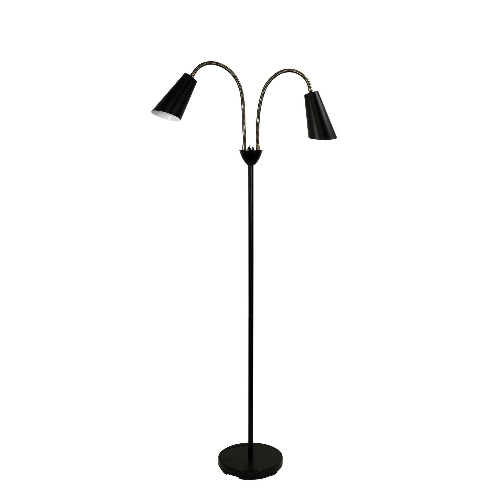 Walt Twin Flexible Neck Lamp Black With Antique Brass