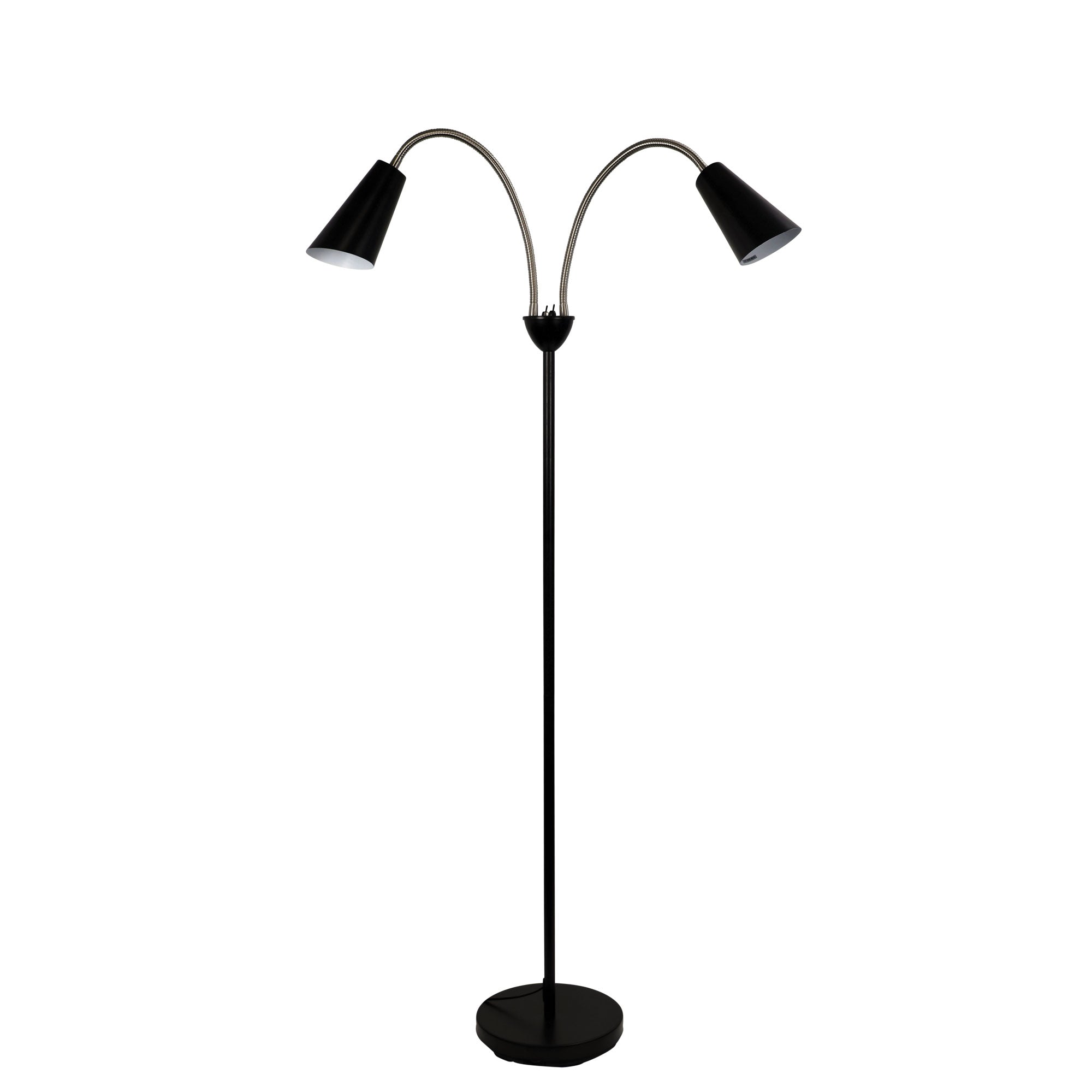 Walt Twin Flexible Neck Lamp Black With Brushed Chrome