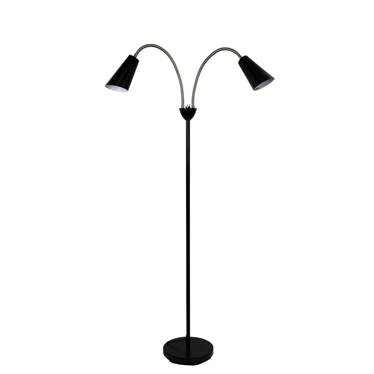 Walt Twin Flexible Neck Lamp Black With Brushed Chrome