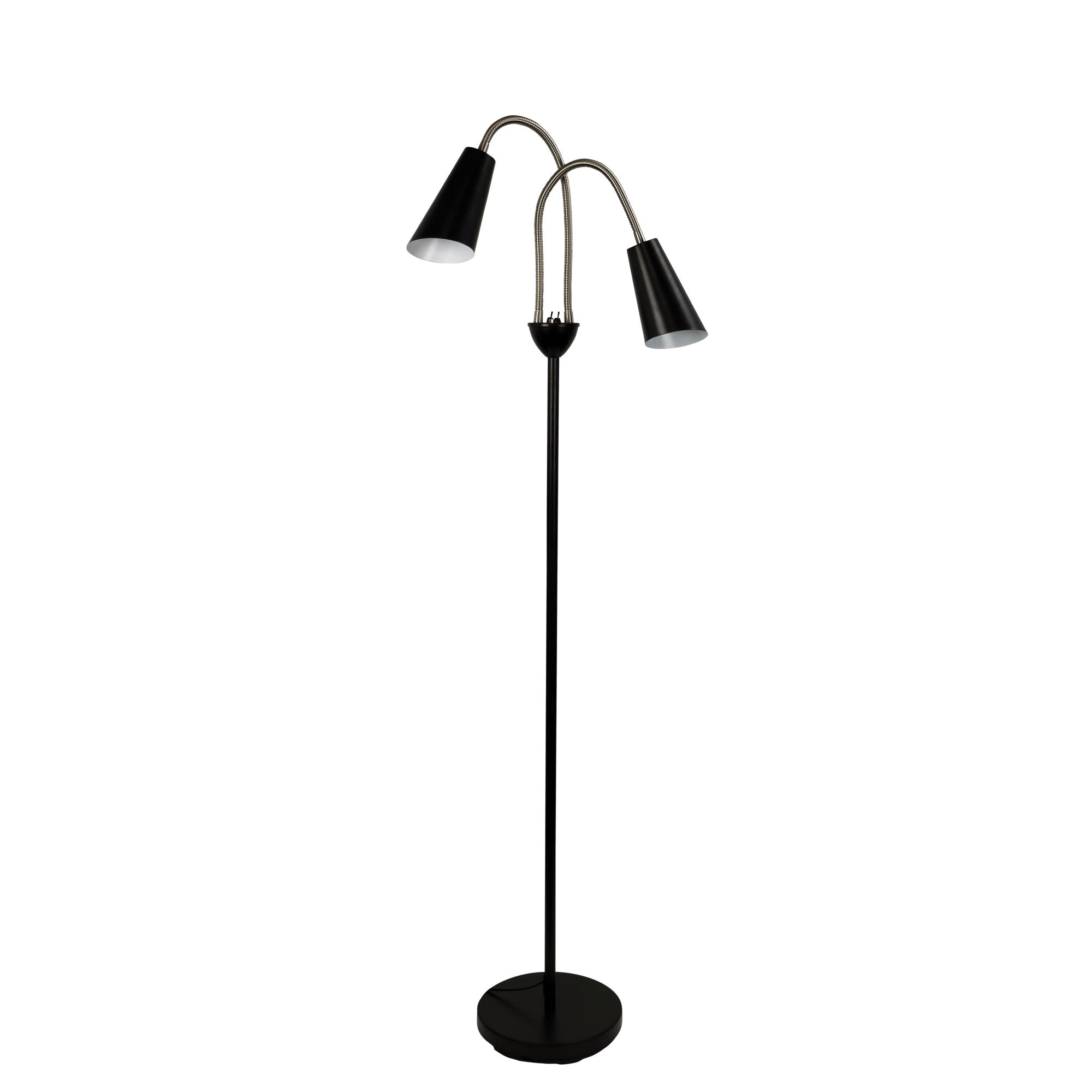 Walt Black & Brushed Chrome Twin Flexible Neck Lamp