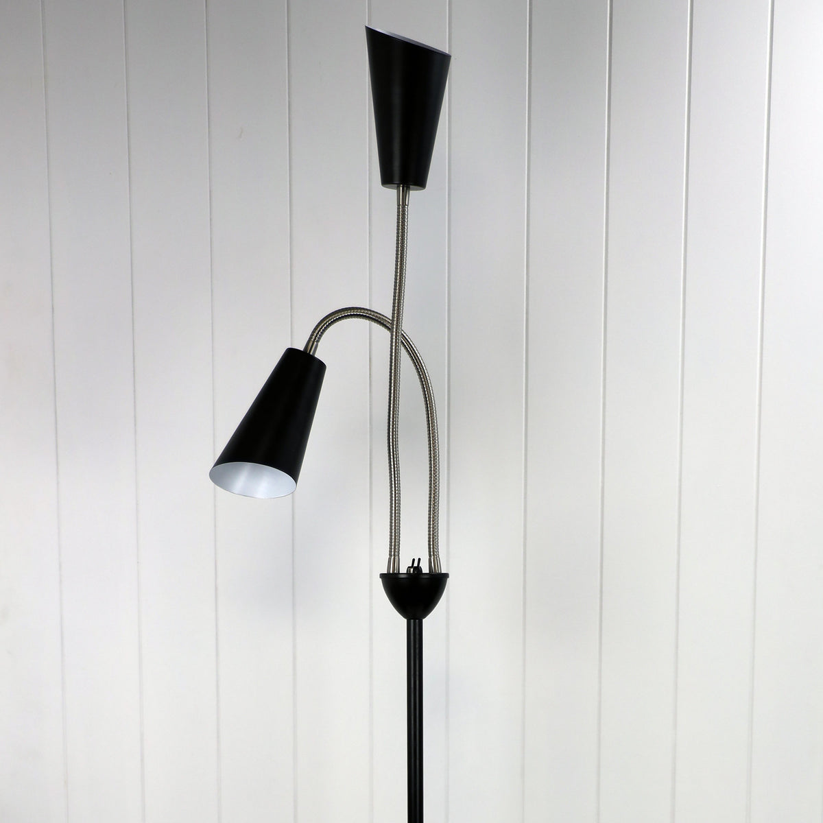 Walt Black & Brushed Chrome Twin Flexible Neck Lamp