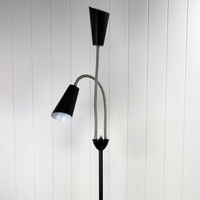 Walt Black & Brushed Chrome Twin Flexible Neck Lamp