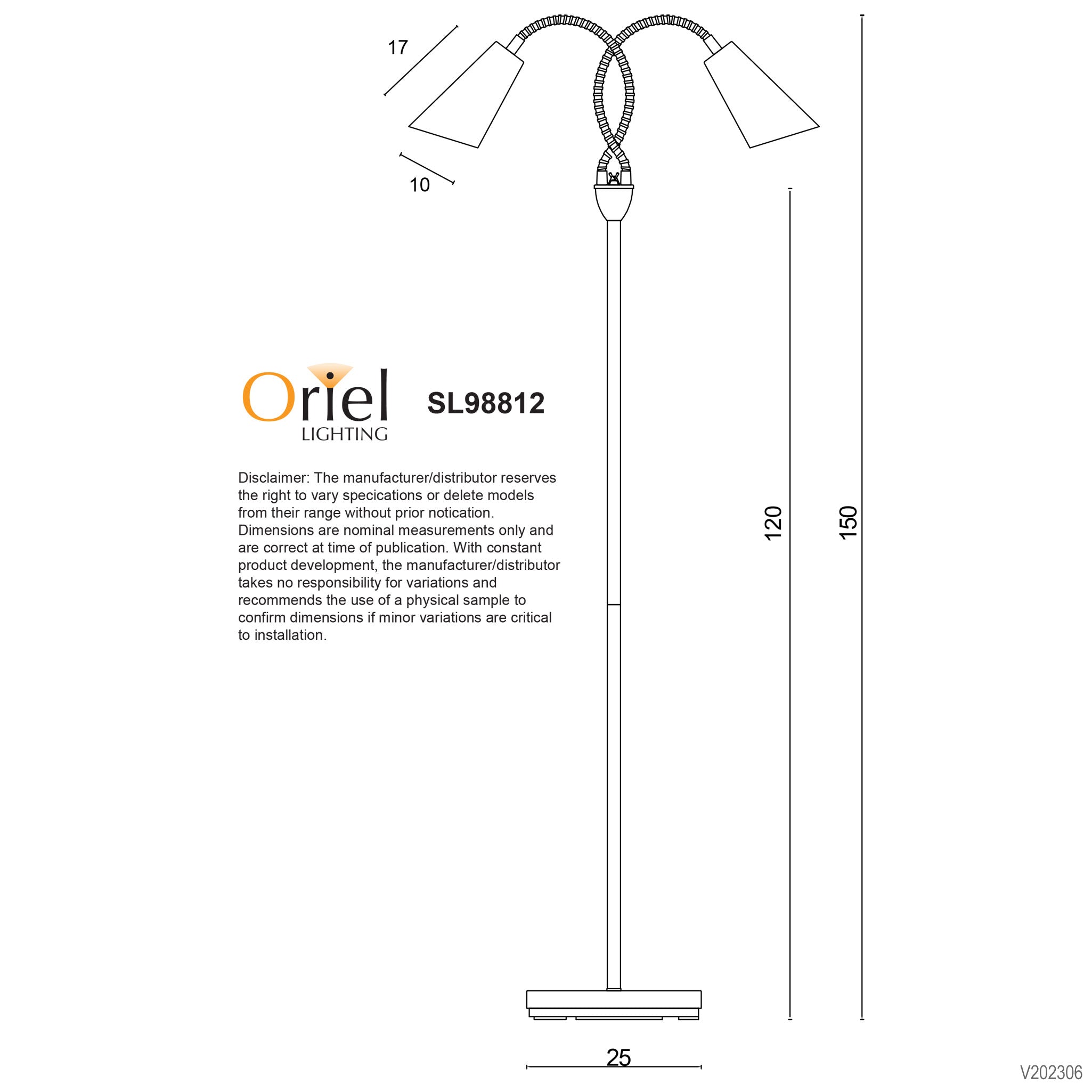 Walt Black & Brushed Chrome Twin Flexible Neck Lamp