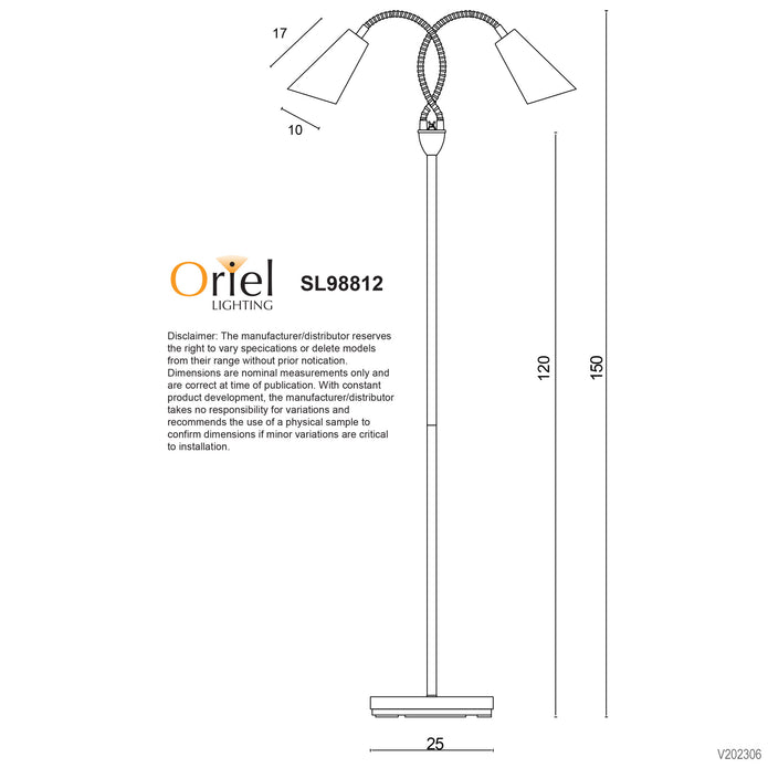 Walt Black & Brushed Chrome Twin Flexible Neck Lamp