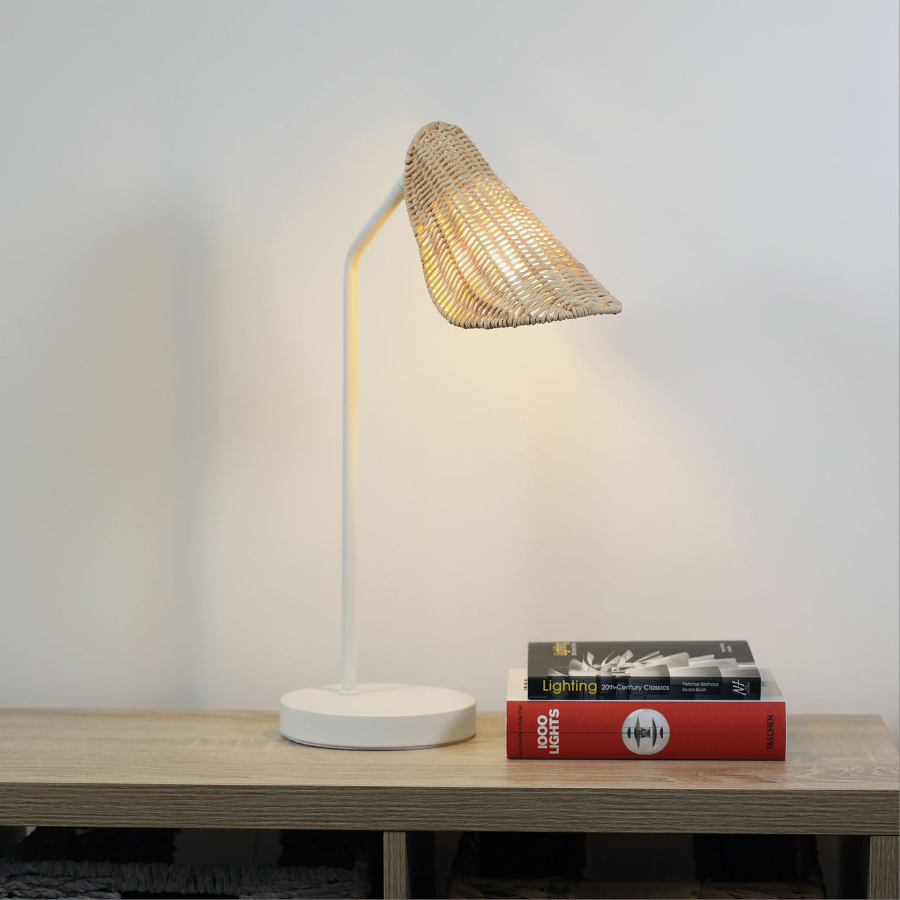 Malta White and Rattan Table Lamp