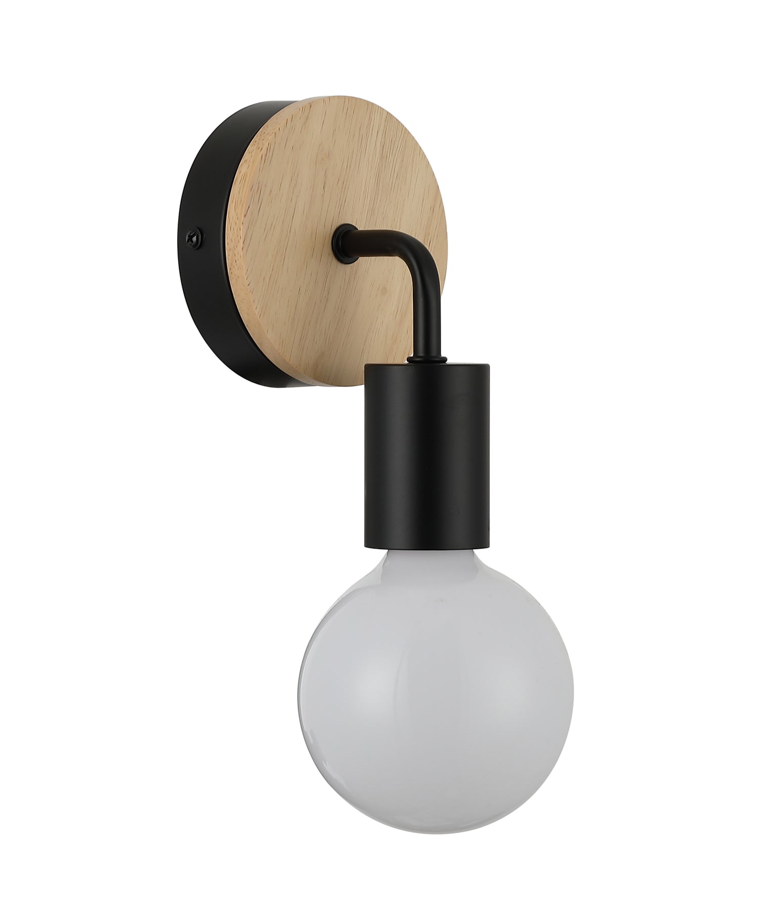 Solo: Interior Iron Bracket with Round Wood Highlight Wall Lights