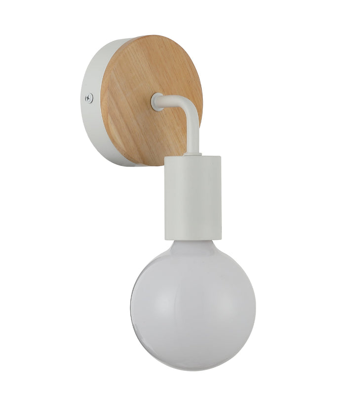 Solo: Interior Iron Bracket with Round Wood Highlight Wall Lights