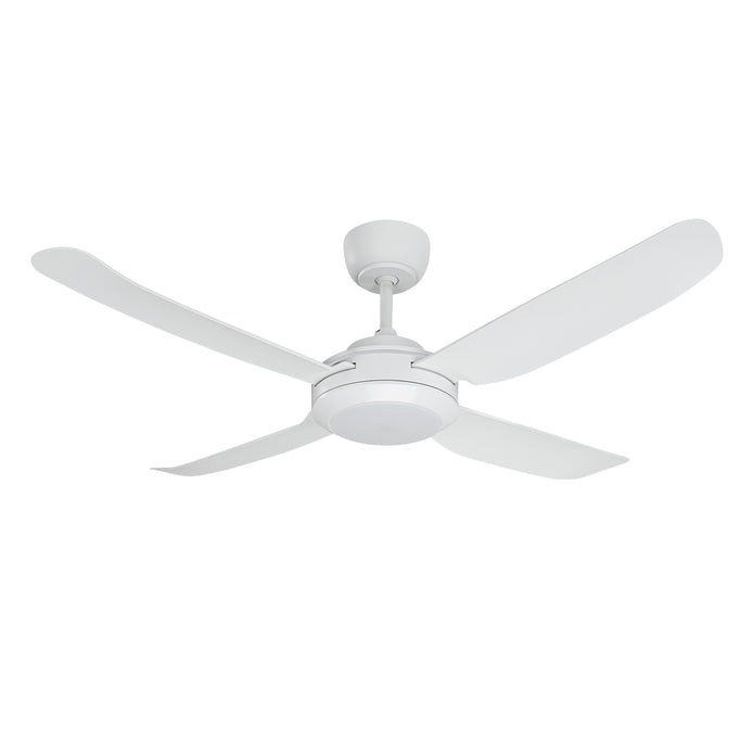 SPINIKA II - 52"/1300mm Glass Fibre 4 Blade Ceiling Fan with Tri Colour Step Dimmable LED Light - Indoor/Outdoor/Coastal