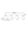 SPOT: Interior GU10 4XLights Adjustable Bar Base Surface Mounted Spot Lights