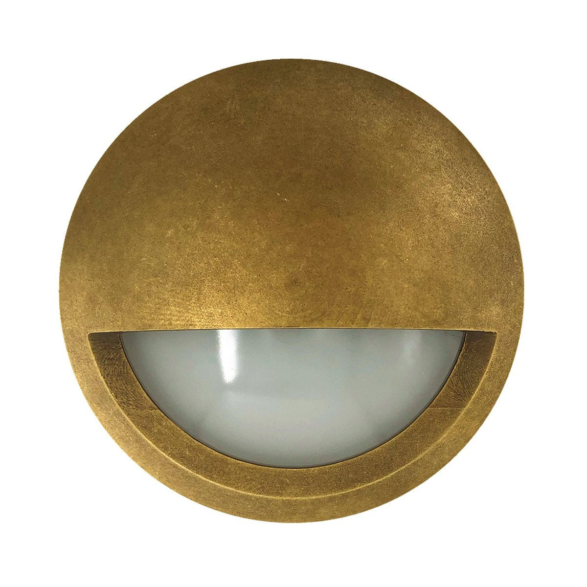 Ste 240V Exterior LED 6 Watt Surface Mount Small Round Eyelid Step Light in Antique Brass