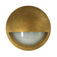 Thumbnail for Ste 240V Exterior LED 6 Watt Surface Mount Small Round Eyelid Step Light in Antique Brass