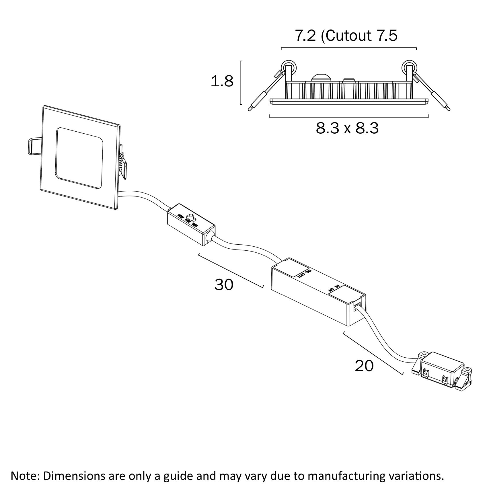 Stow Titan, White or Silver 3W CCT Square Stair Light