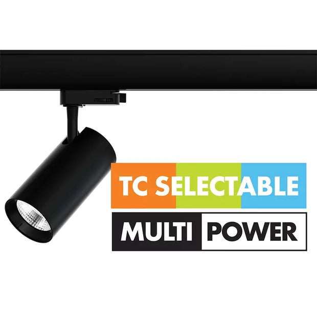 Unitrek LED Tri-Colour Track Spot 30/21W 3/4/5.7K 40 Degrees Single Circuit Black