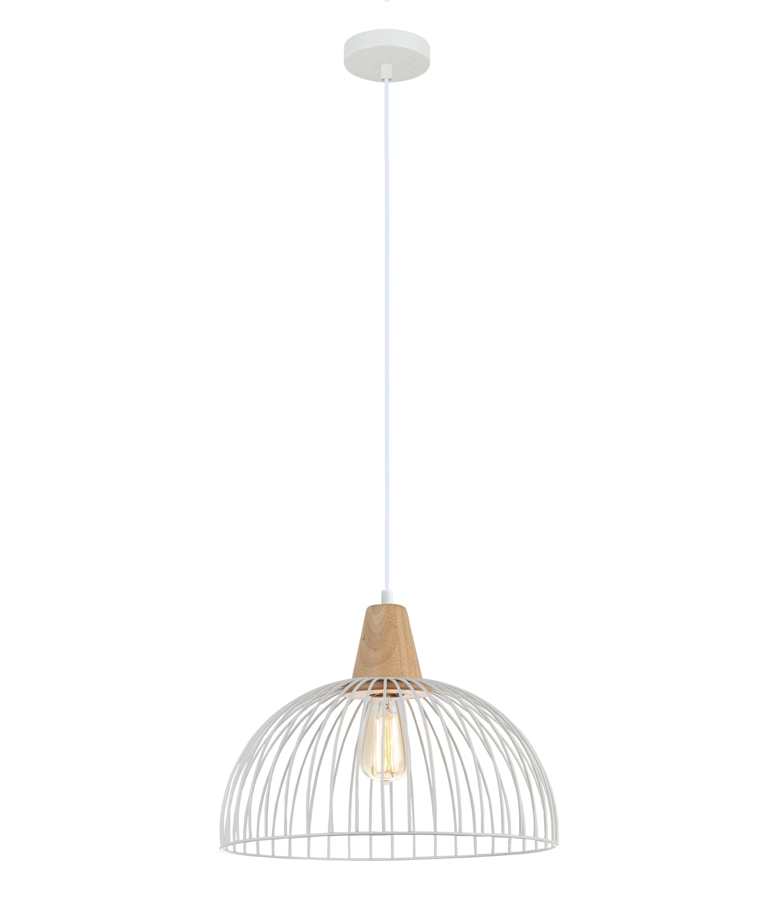 STRAND: Iron and Wood Dome Cage Pendant Lights